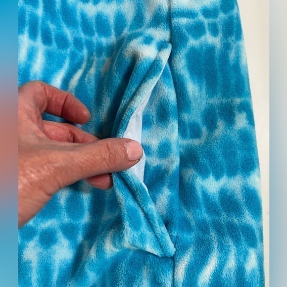 Lands' End Fleece blue tie-dye pullover jacket sz M 10-12 preppy gorpcore - Picture 4 of 9